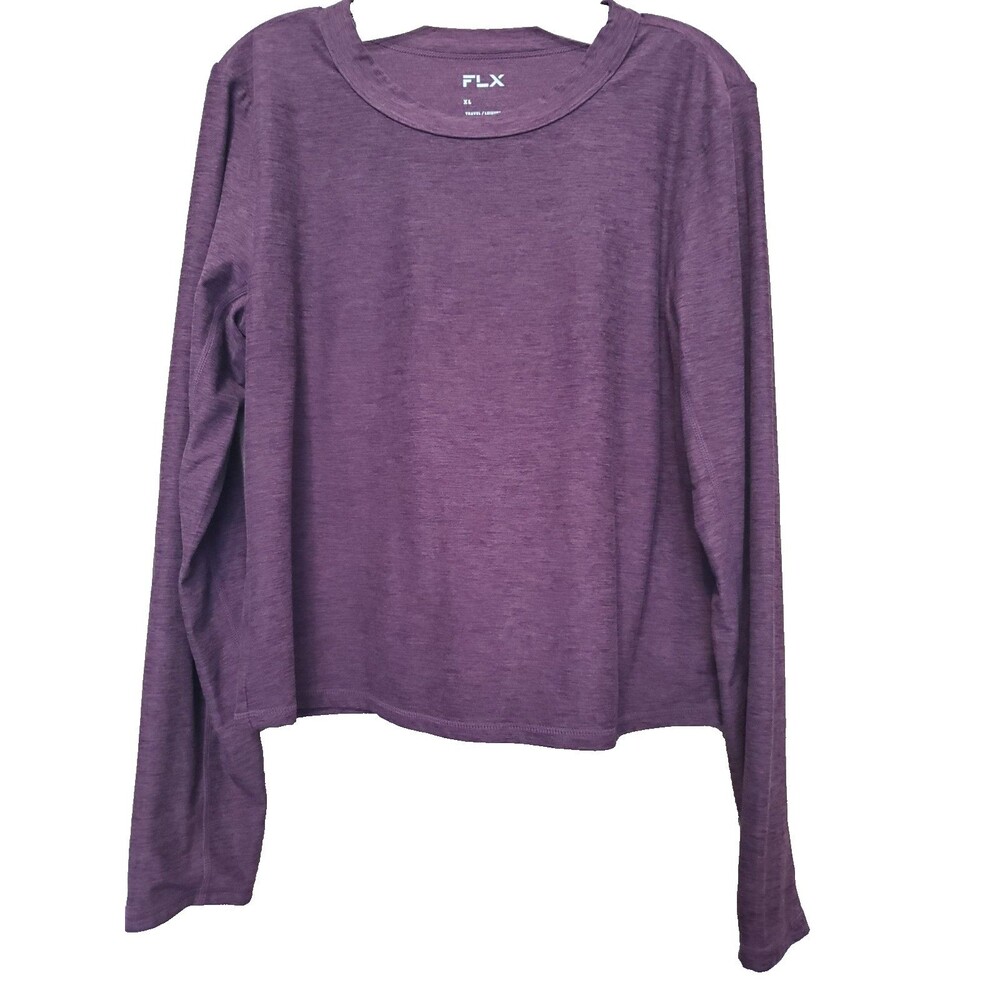 FLX Travel/Leisure Purple Cropped Long Sleeve Shirt Size XL